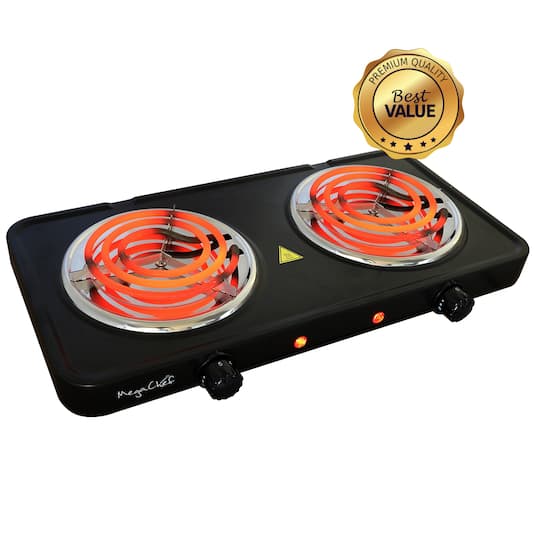 MegaChef Matte Black Electric Portable Lightweight Dual Coil Burner Cooktop Buffet Range | 17" x 9" x 2" | Michaels®
